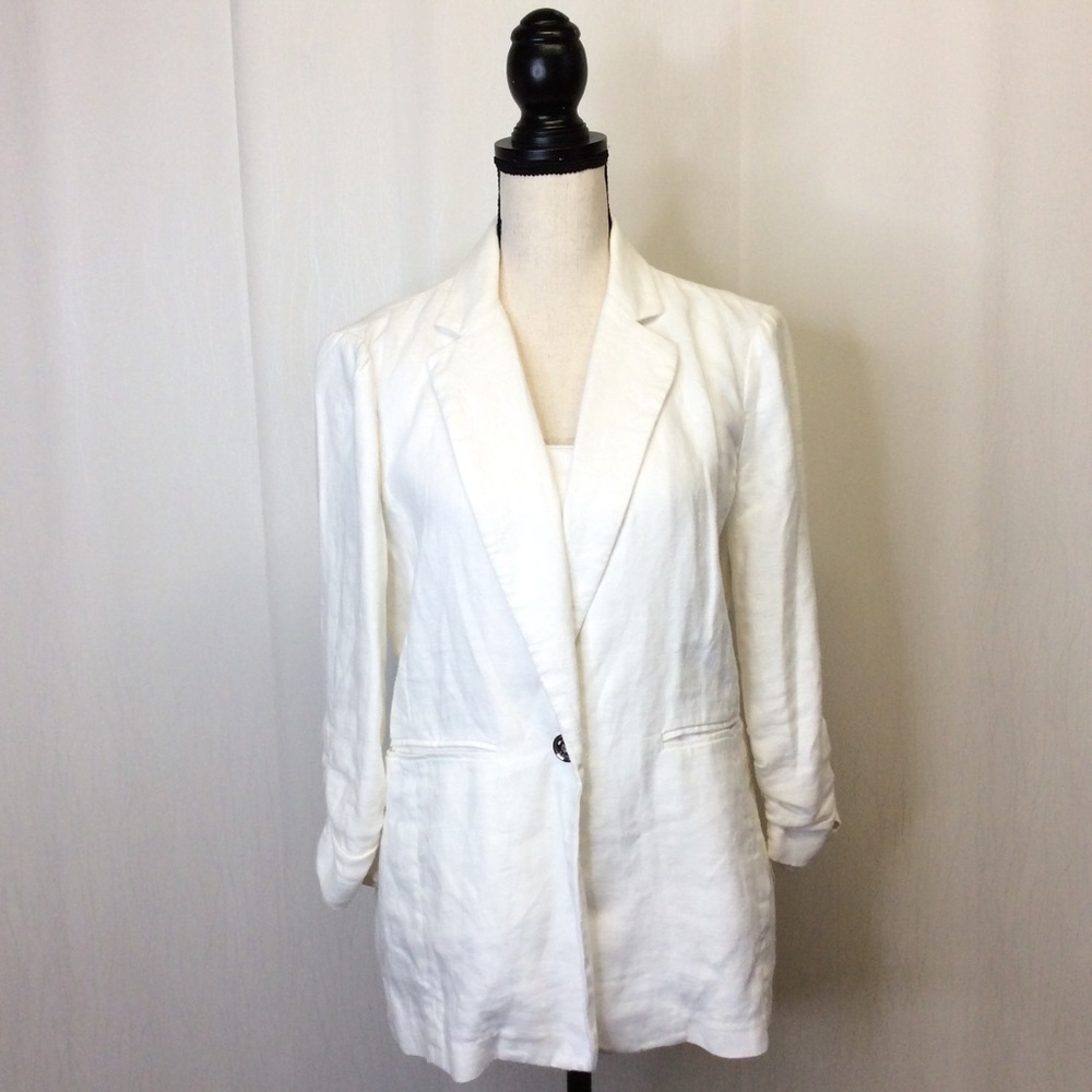 Michael Kors Linen White Blazer Boyfriend Hemp 12P